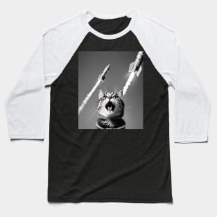 Cat Selfie at a Passenger Rocket Liftoff Baseball T-Shirt